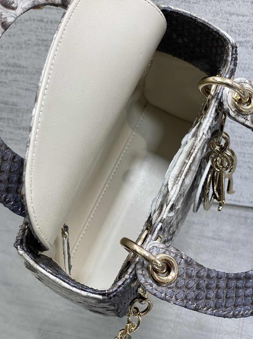 Mini Lady Dior Bag M0505 Gray Snake Leather - Default Title - View 6