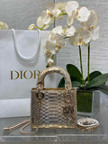 Mini Lady Dior Bag Gold Snake Leather M0505 - Default Title - View 1