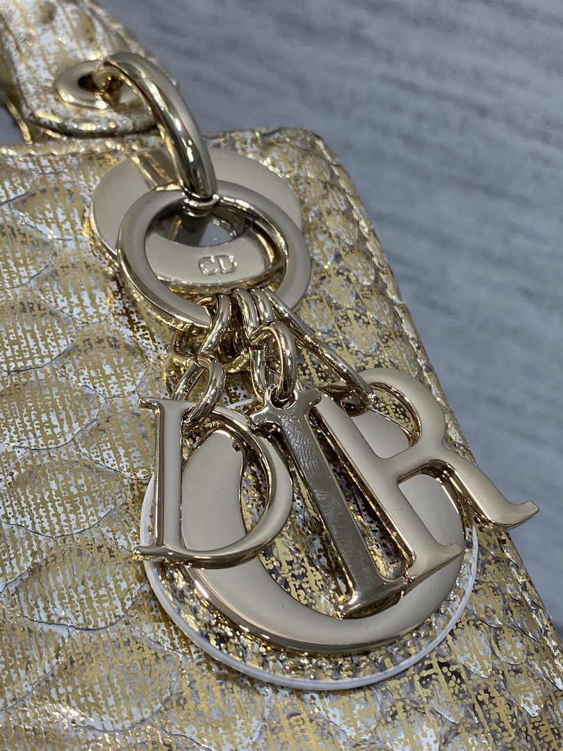 Mini Lady Dior Bag Gold Snake Leather M0505 - Default Title - View 9
