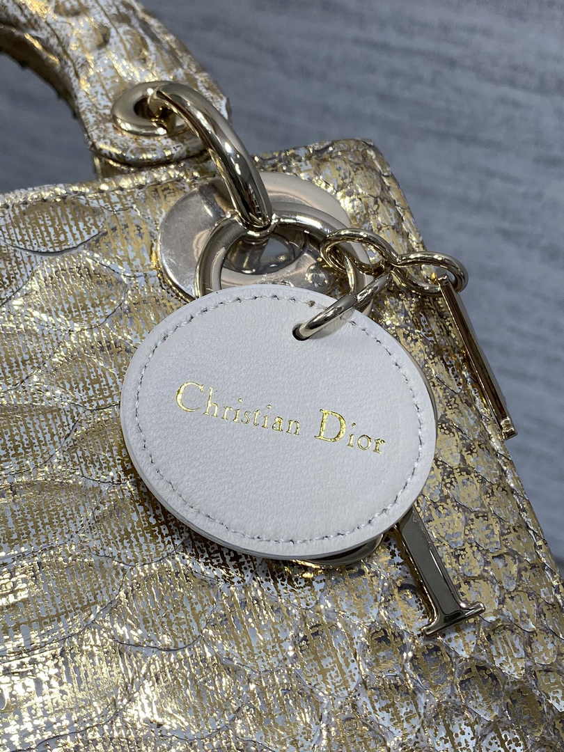 Mini Lady Dior Bag Gold Snake Leather M0505 - Default Title - View 8
