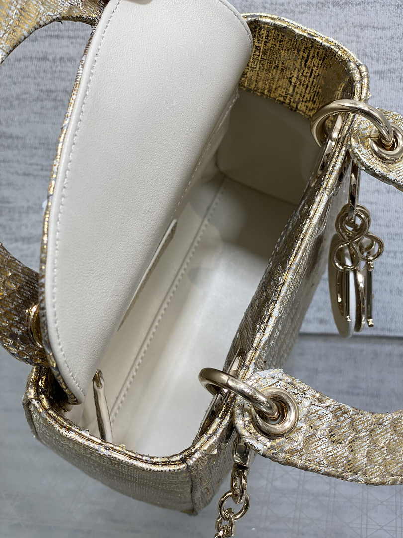Mini Lady Dior Bag Gold Snake Leather M0505 - Default Title - View 6