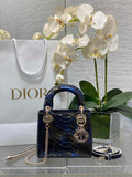 Mini Lady Dior Bag Blue Yellow Snake Leather M0505 - Default Title - View 1