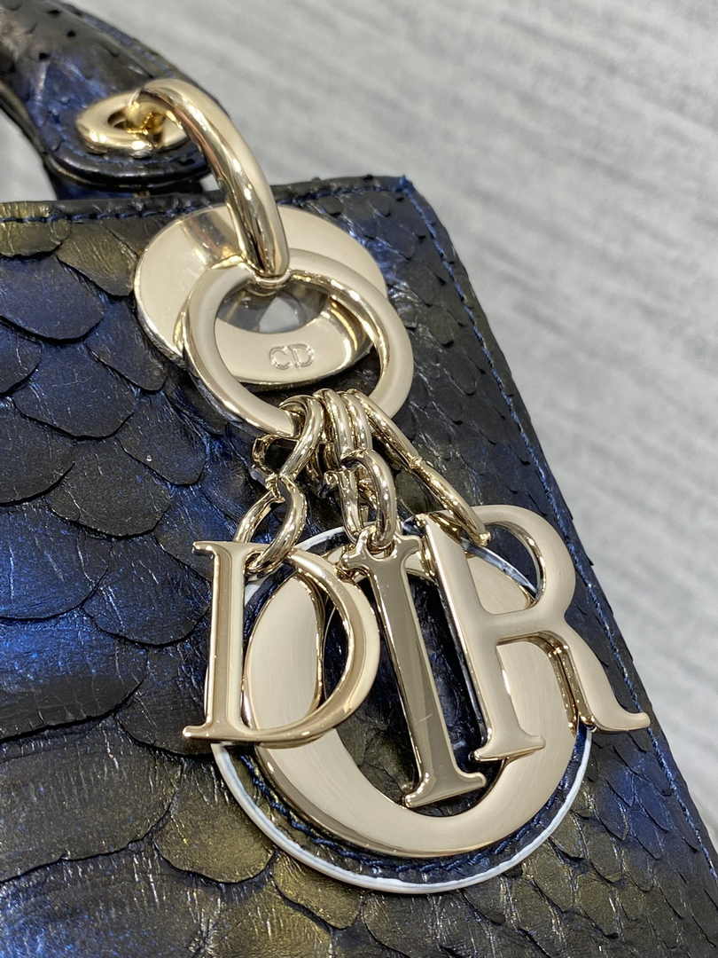 Mini Lady Dior Bag Blue Yellow Snake Leather M0505 - Default Title - View 9