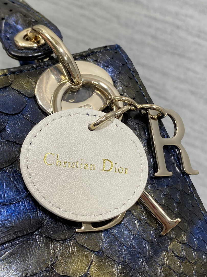 Mini Lady Dior Bag Blue Yellow Snake Leather M0505 - Default Title - View 8