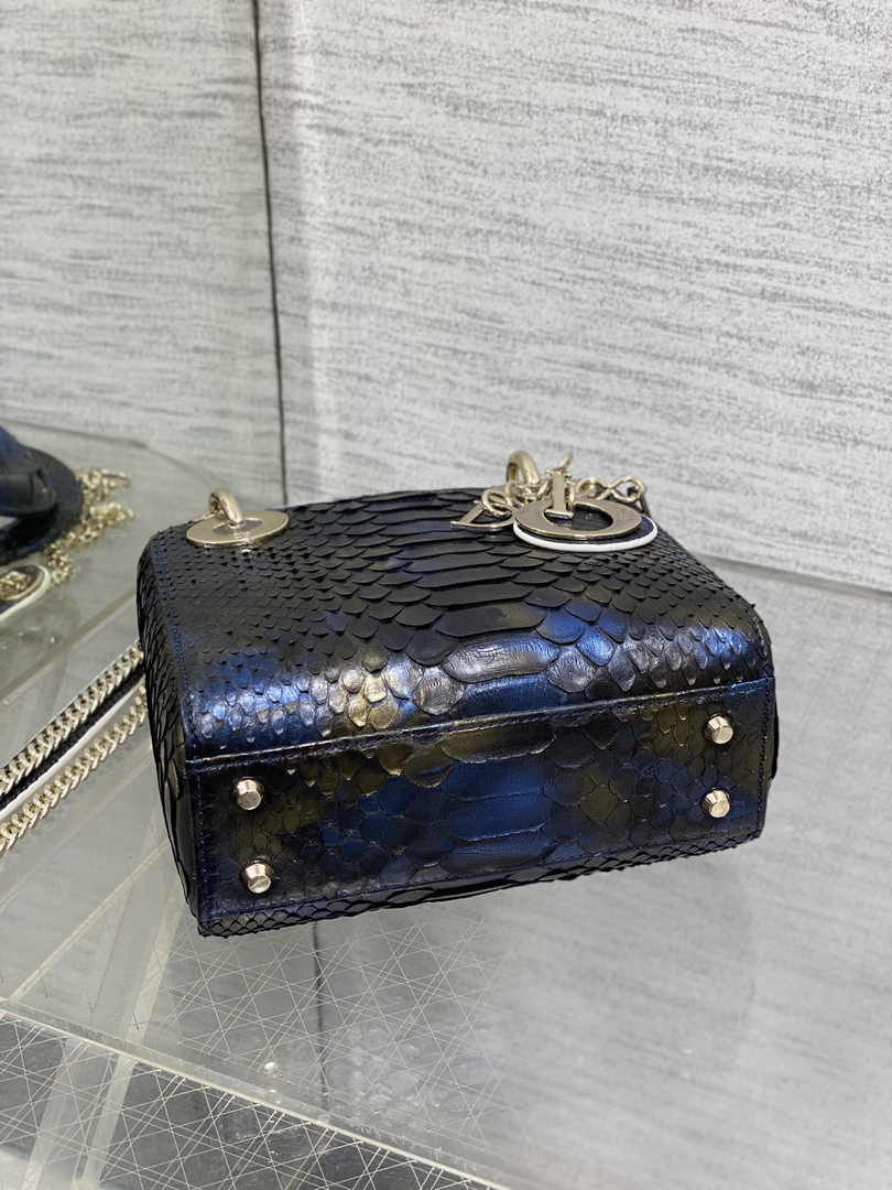 Mini Lady Dior Bag Blue Yellow Snake Leather M0505 - Default Title - View 5