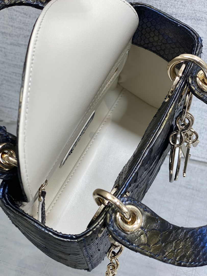 Mini Lady Dior Bag Blue Yellow Snake Leather M0505 - Default Title - View 6