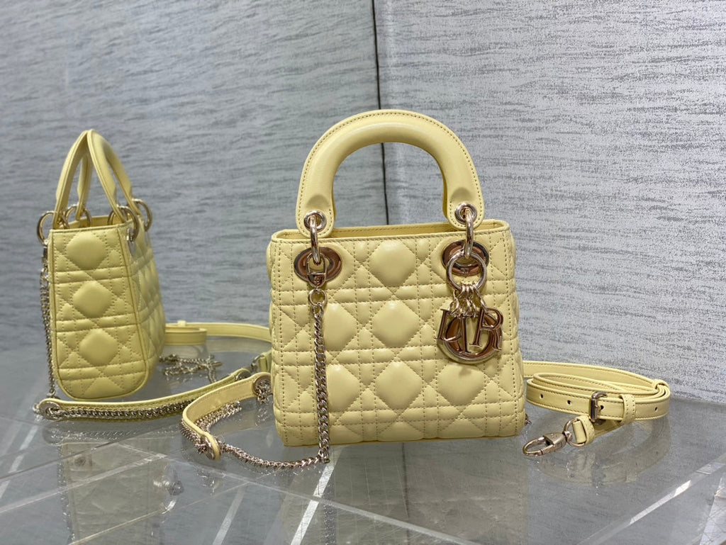 Mini Lady Dior Bag M0505 Light Yellow Cannage Lambskin - Default Title - View 2