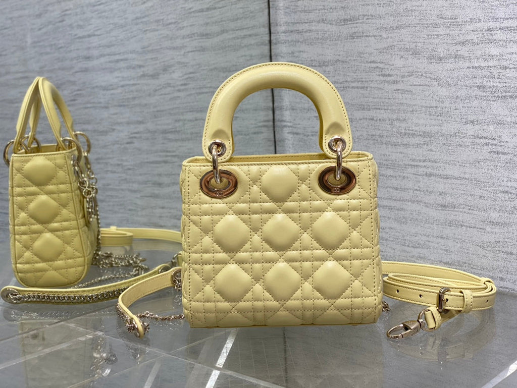 Mini Lady Dior Bag M0505 Light Yellow Cannage Lambskin - Default Title - View 6