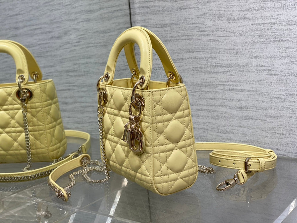 Mini Lady Dior Bag M0505 Light Yellow Cannage Lambskin - Default Title - View 7