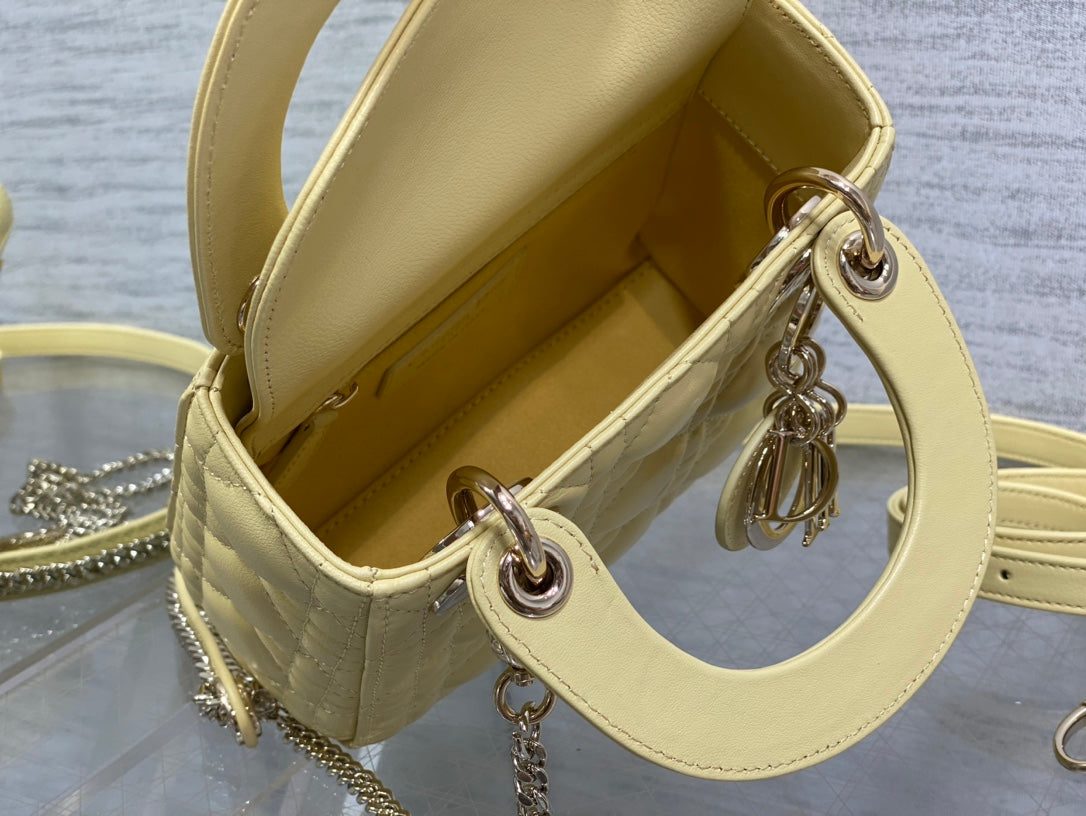 Mini Lady Dior Bag M0505 Light Yellow Cannage Lambskin - Default Title - View 9