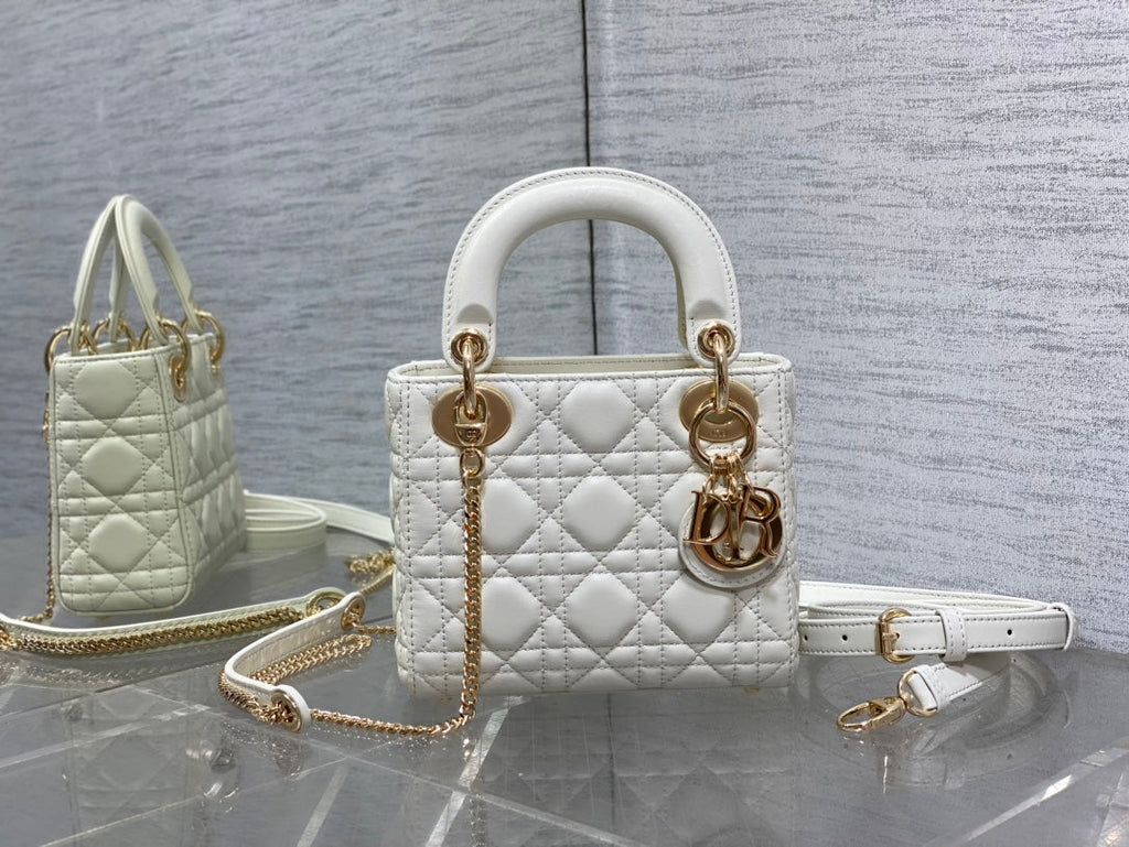 Mini Lady Dior Bag M0505 White Cannage Lambskin - Default Title - View 2