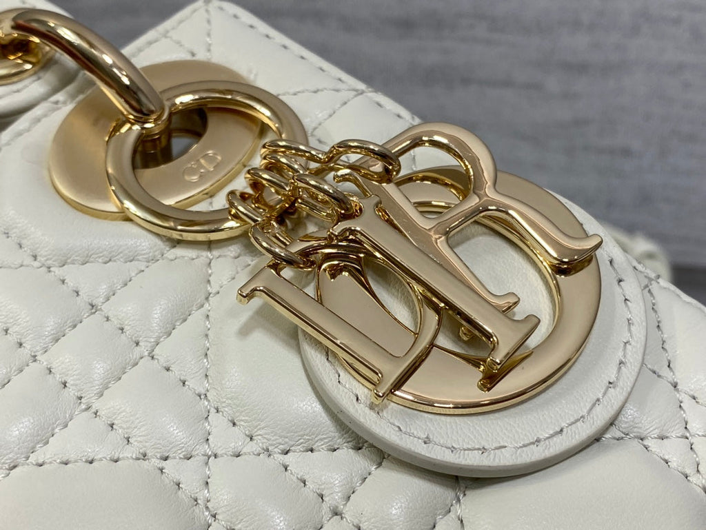 Mini Lady Dior Bag M0505 White Cannage Lambskin - Default Title - View 7