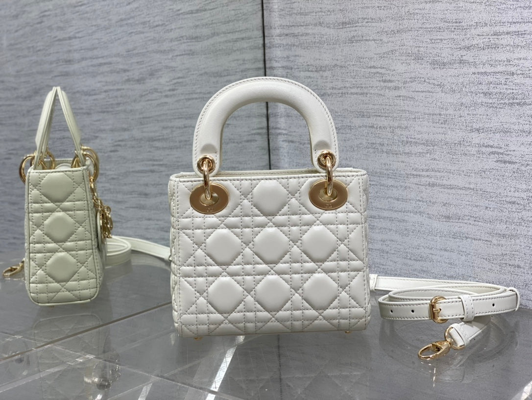 Mini Lady Dior Bag M0505 White Cannage Lambskin - Default Title - View 3