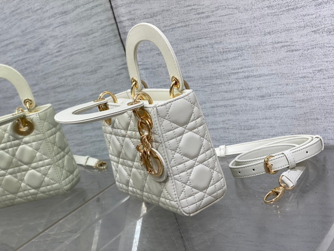Mini Lady Dior Bag M0505 White Cannage Lambskin - Default Title - View 4