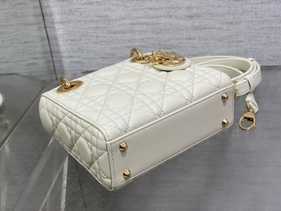 Mini Lady Dior Bag M0505 White Cannage Lambskin - Default Title - View 5