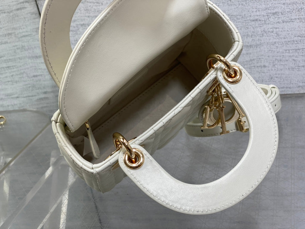 Mini Lady Dior Bag M0505 White Cannage Lambskin - Default Title - View 8