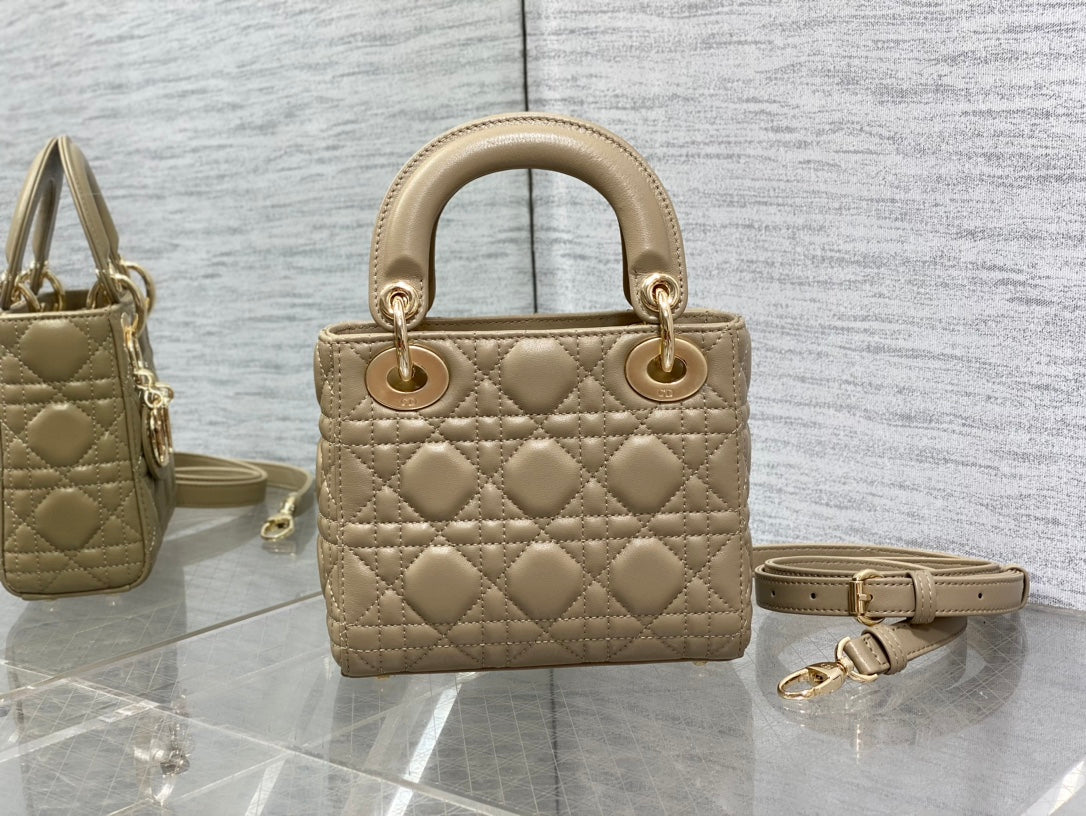 Mini Lady Dior Bag M0505 Apricot Cannage Lambskin - Default Title - View 3