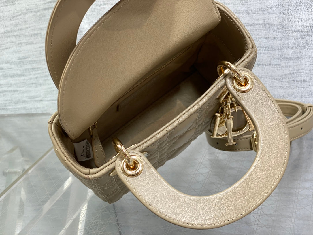 Mini Lady Dior Bag M0505 Apricot Cannage Lambskin - Default Title - View 6