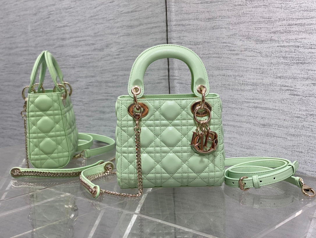 Mini Lady Dior Bag M0505 Light Green Cannage Lambskin - Default Title - View 2