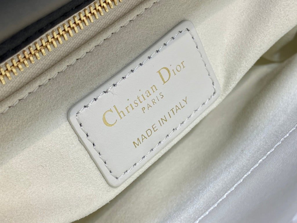 Mini Lady Dior Bag M0505 White Black Cannage Lambskin - Default Title - View 10