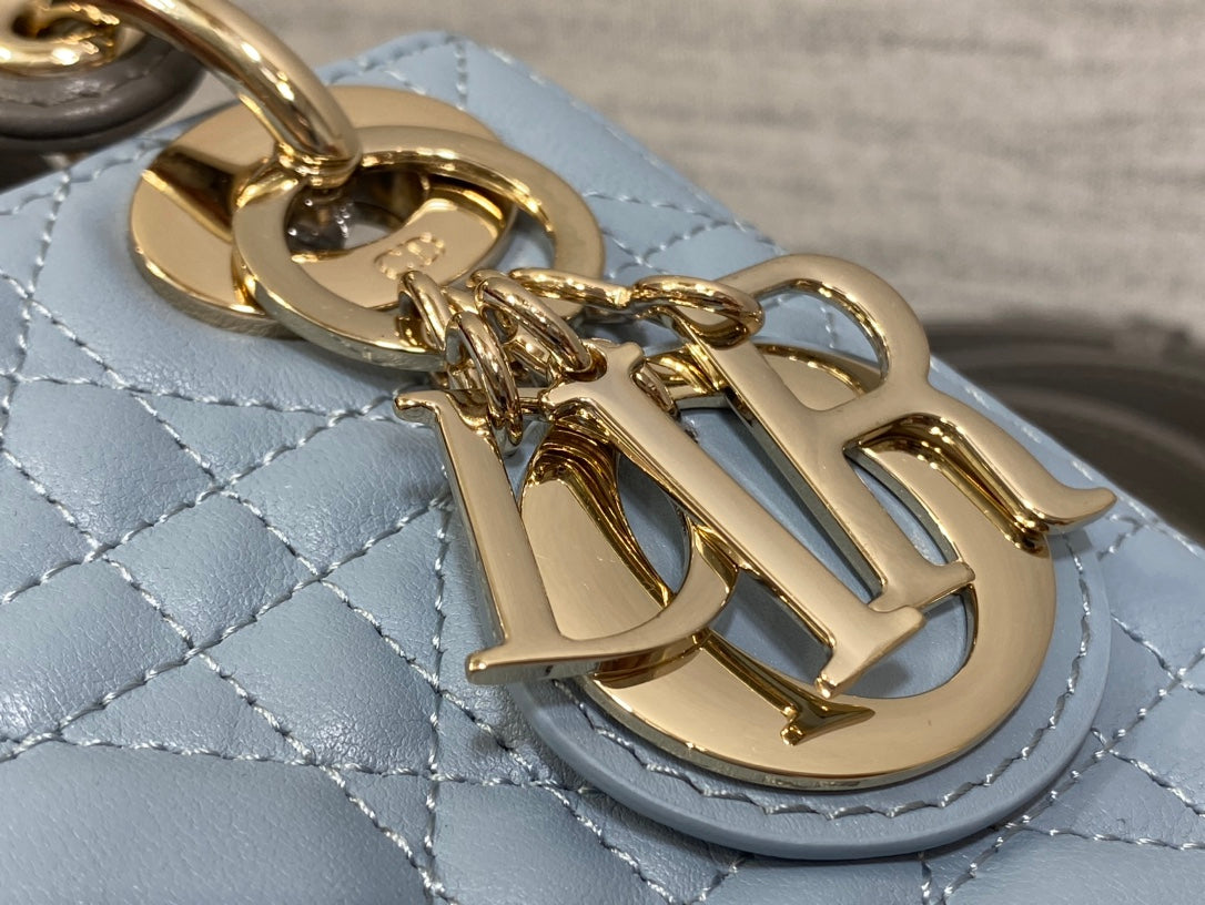 Mini Lady Dior Bag M0505 Blue Gray Cannage Lambskin - Default Title - View 9