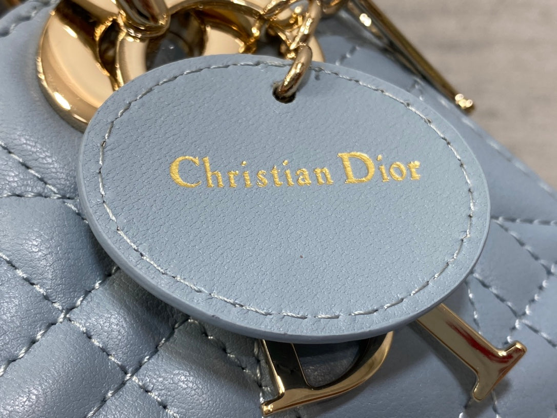 Mini Lady Dior Bag M0505 Blue Gray Cannage Lambskin - Default Title - View 7