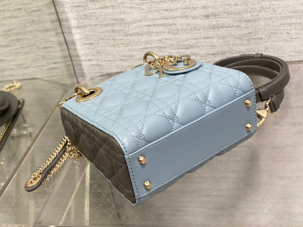 Mini Lady Dior Bag M0505 Blue Gray Cannage Lambskin - Default Title - View 5