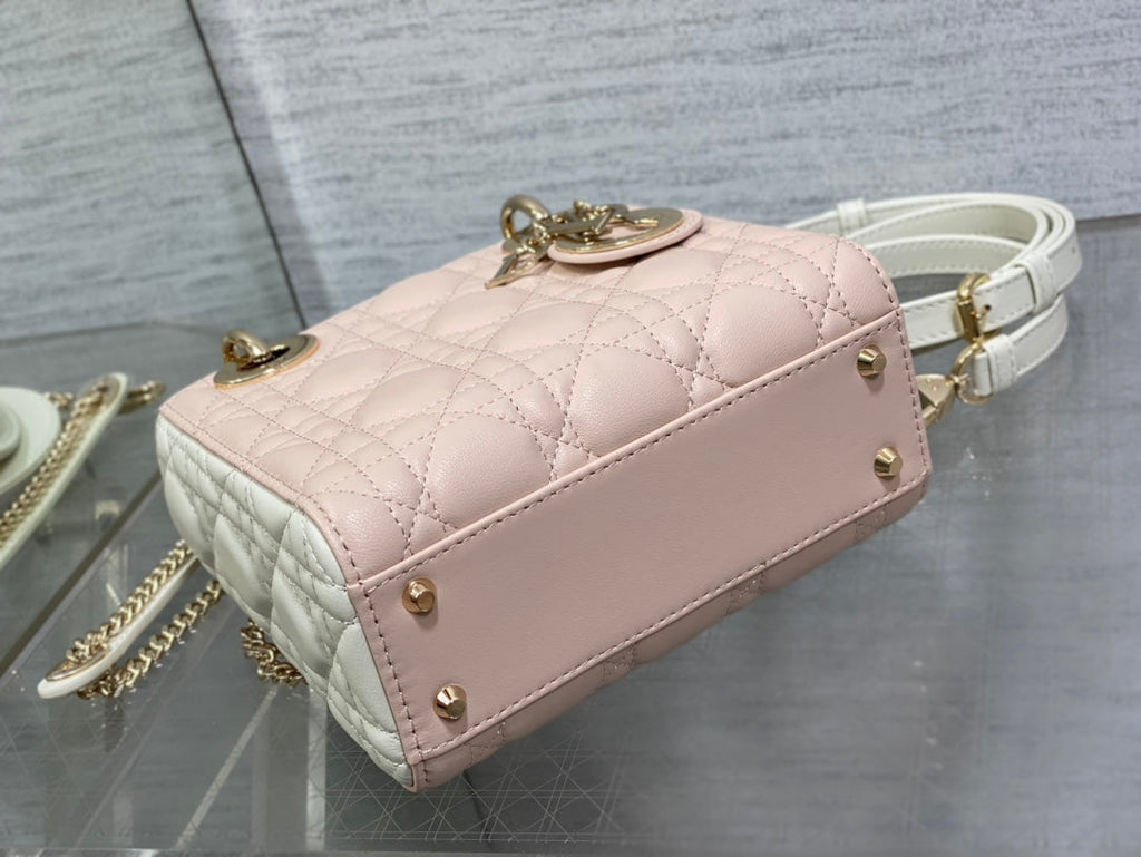 Mini Lady Dior Bag M0505 Pink White Cannage Lambskin - Default Title - View 5