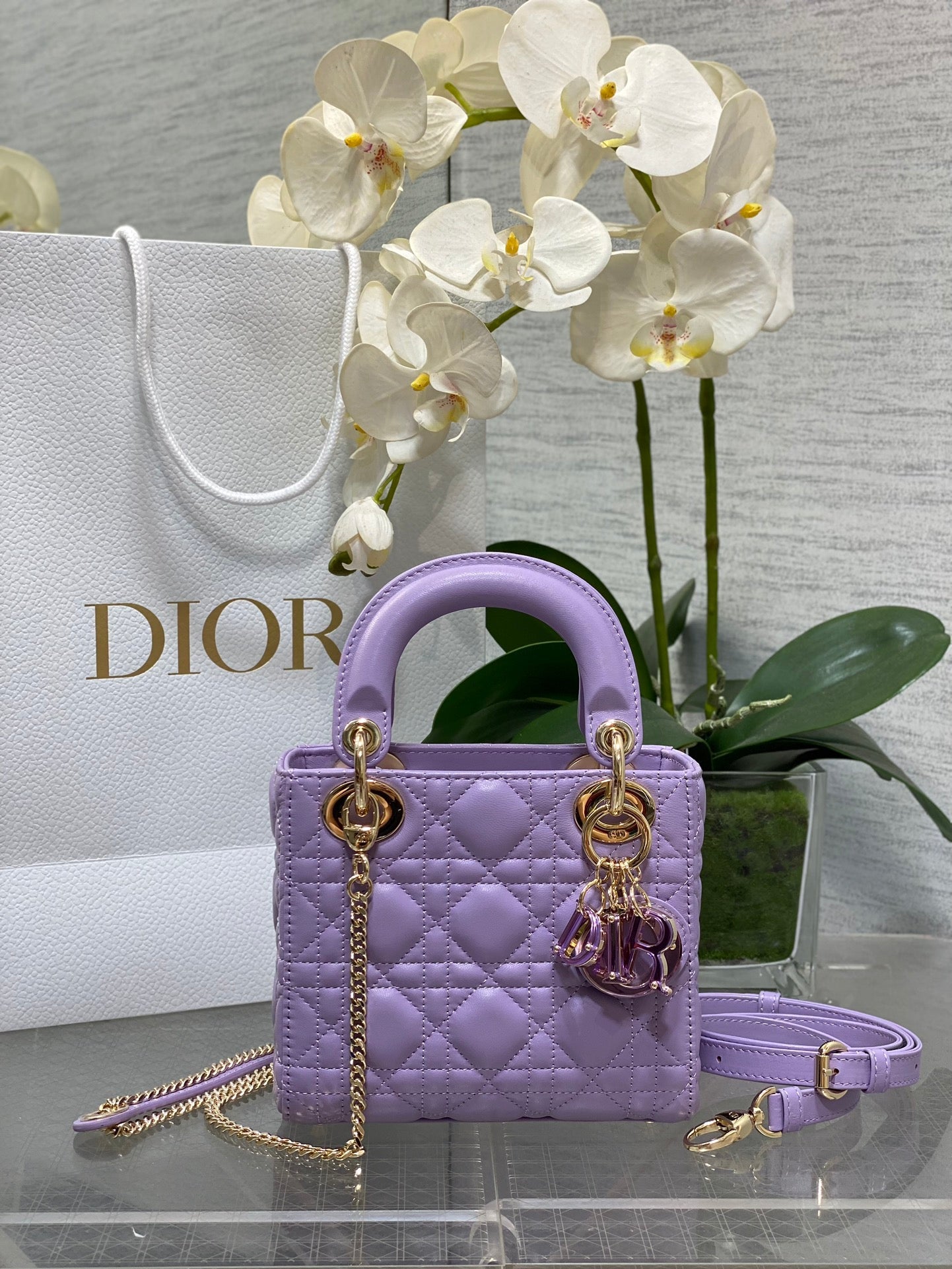 Mini Lady Dior Bag M0505 Purple Cannage Lambskin - Default Title - View 1