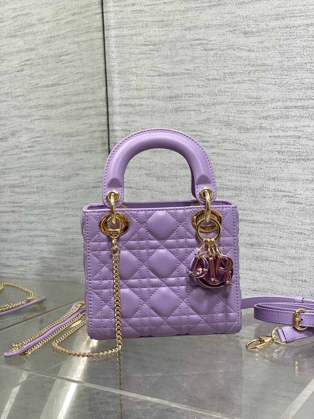 Mini Lady Dior Bag M0505 Purple Cannage Lambskin - Default Title - View 2