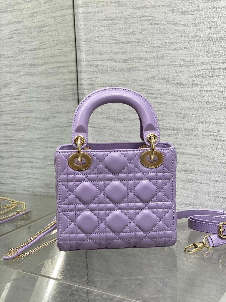 Mini Lady Dior Bag M0505 Purple Cannage Lambskin - Default Title - View 3