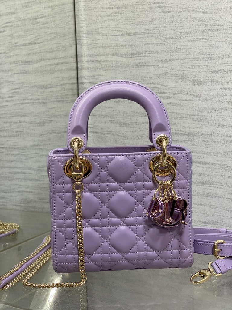 Mini Lady Dior Bag M0505 Purple Cannage Lambskin - Default Title - View 4