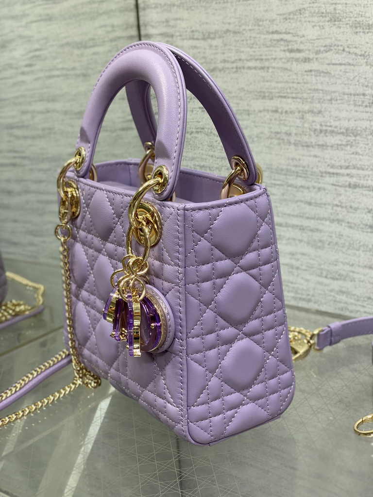 Mini Lady Dior Bag M0505 Purple Cannage Lambskin - Default Title - View 5