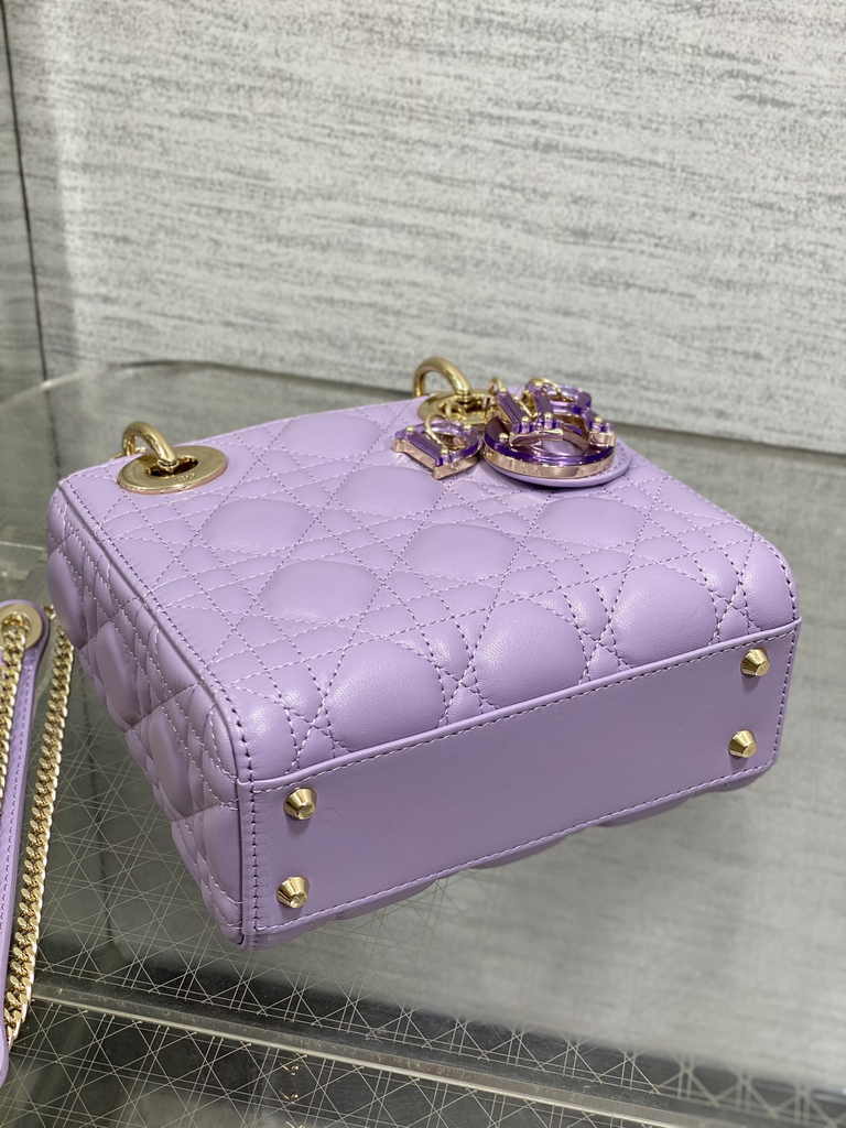 Mini Lady Dior Bag M0505 Purple Cannage Lambskin - Default Title - View 7