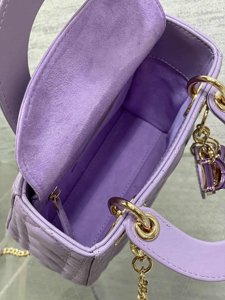 Mini Lady Dior Bag M0505 Purple Cannage Lambskin - Default Title - View 6