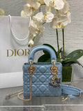 Mini Lady Dior Bag M0505 Blue Cannage Lambskin - Default Title - View 1