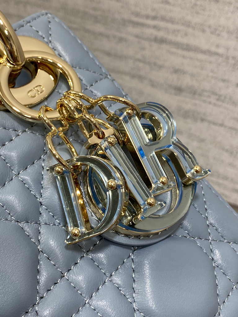 Mini Lady Dior Bag M0505 Blue Cannage Lambskin - Default Title - View 9
