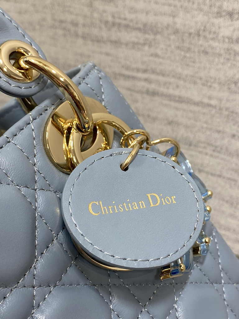 Mini Lady Dior Bag M0505 Blue Cannage Lambskin - Default Title - View 8