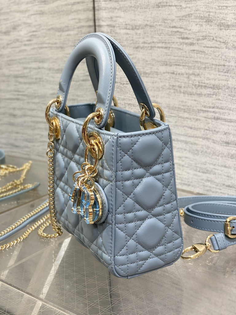 Mini Lady Dior Bag M0505 Blue Cannage Lambskin - Default Title - View 5