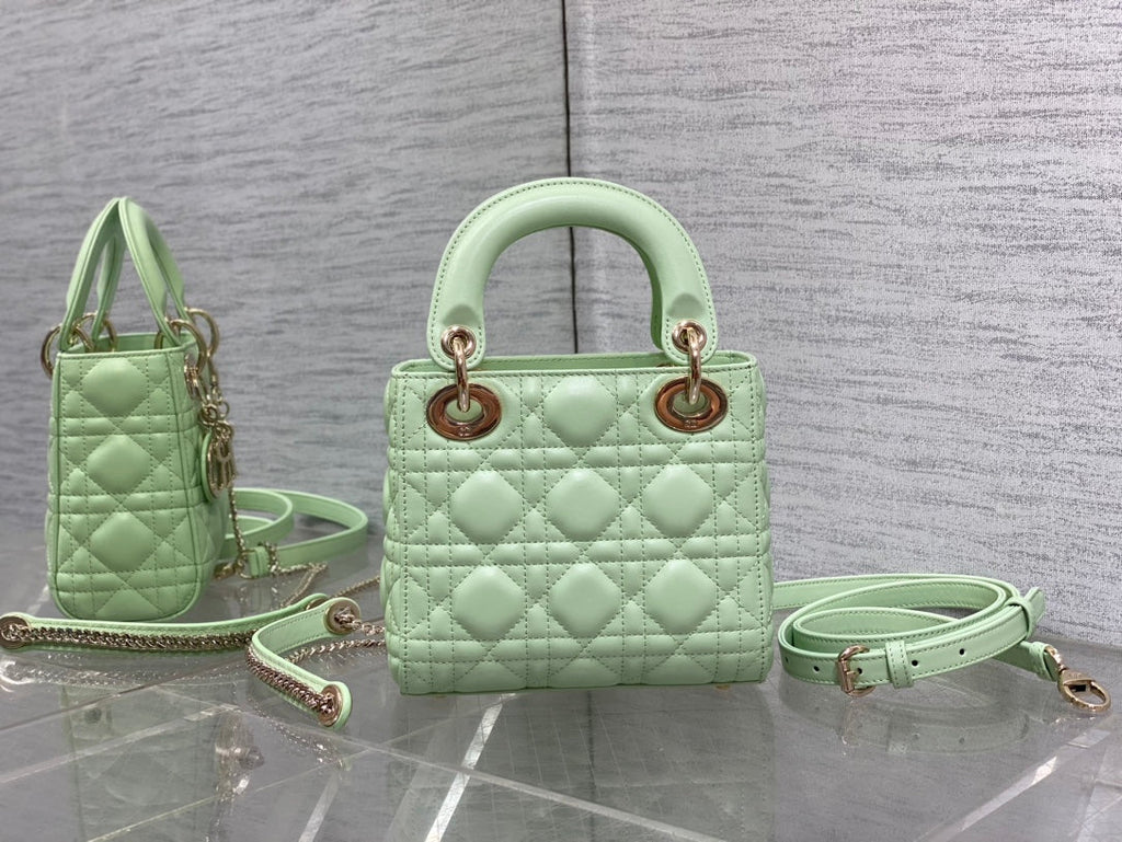 Mini Lady Dior Bag M0505 Light Green Cannage Lambskin - Default Title - View 6