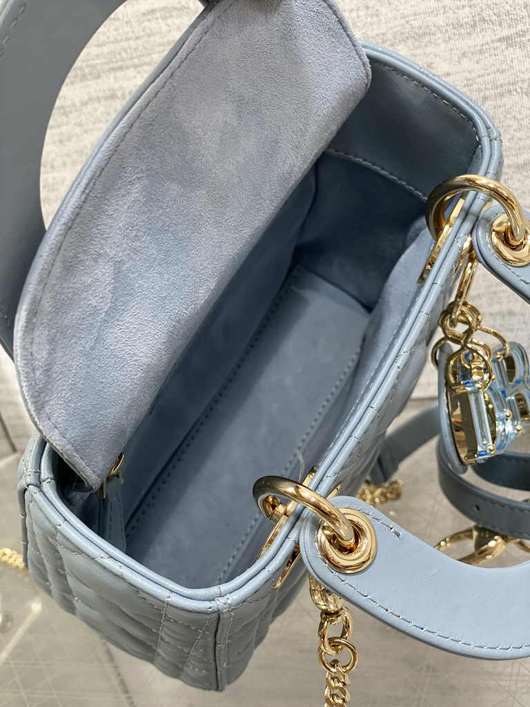 Mini Lady Dior Bag M0505 Blue Cannage Lambskin - Default Title - View 7