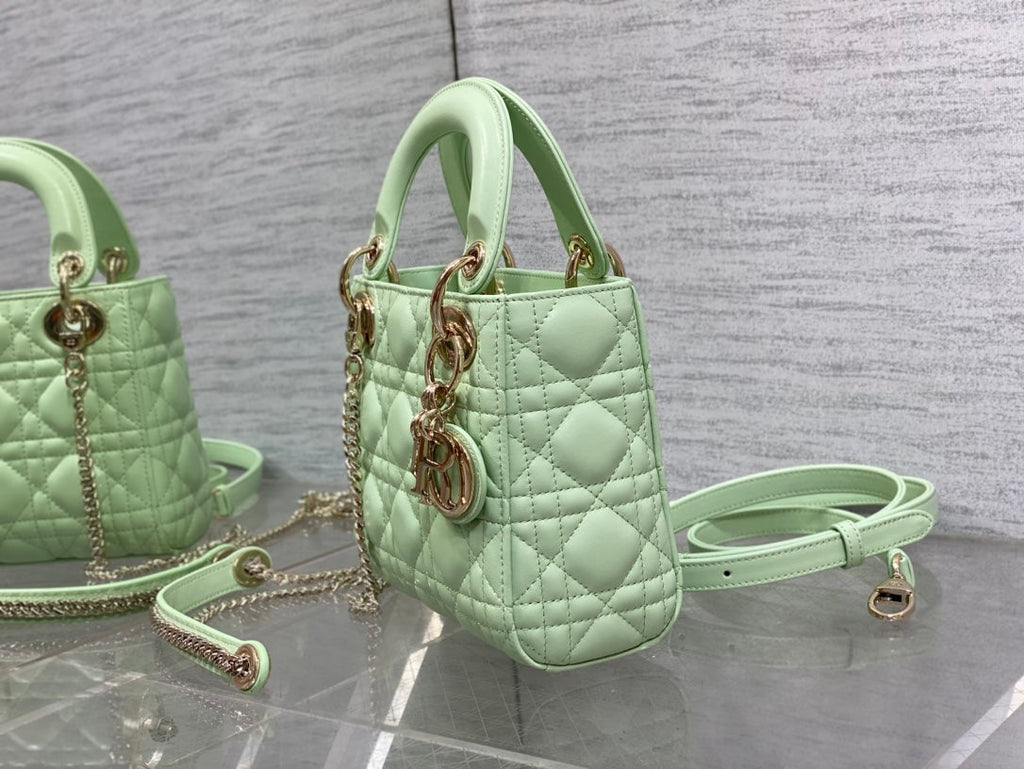 Mini Lady Dior Bag M0505 Light Green Cannage Lambskin - Default Title - View 7