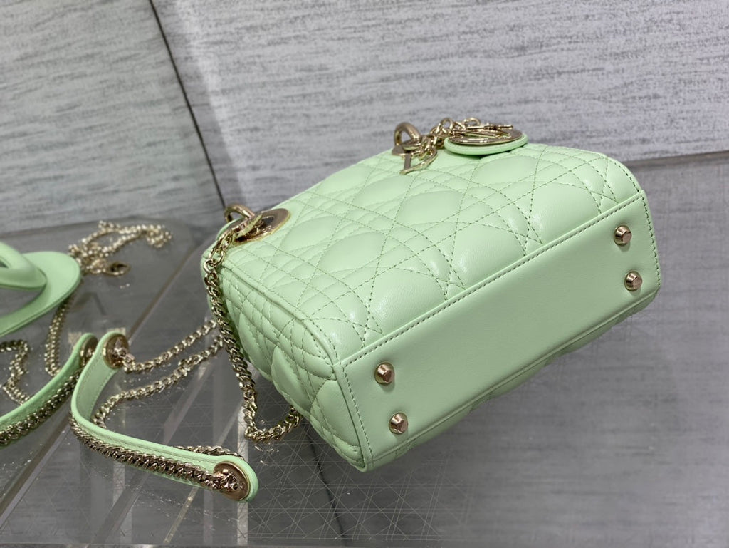 Mini Lady Dior Bag M0505 Light Green Cannage Lambskin - Default Title - View 8