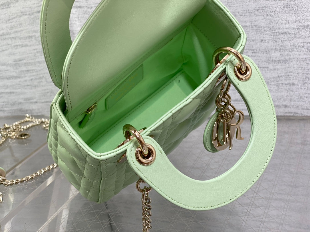 Mini Lady Dior Bag M0505 Light Green Cannage Lambskin - Default Title - View 9