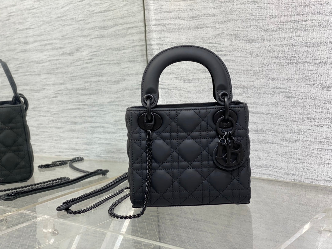 Mini Lady Dior Bag M0505 Black Ultramatte Cannage Calfskin - Default Title - View 2