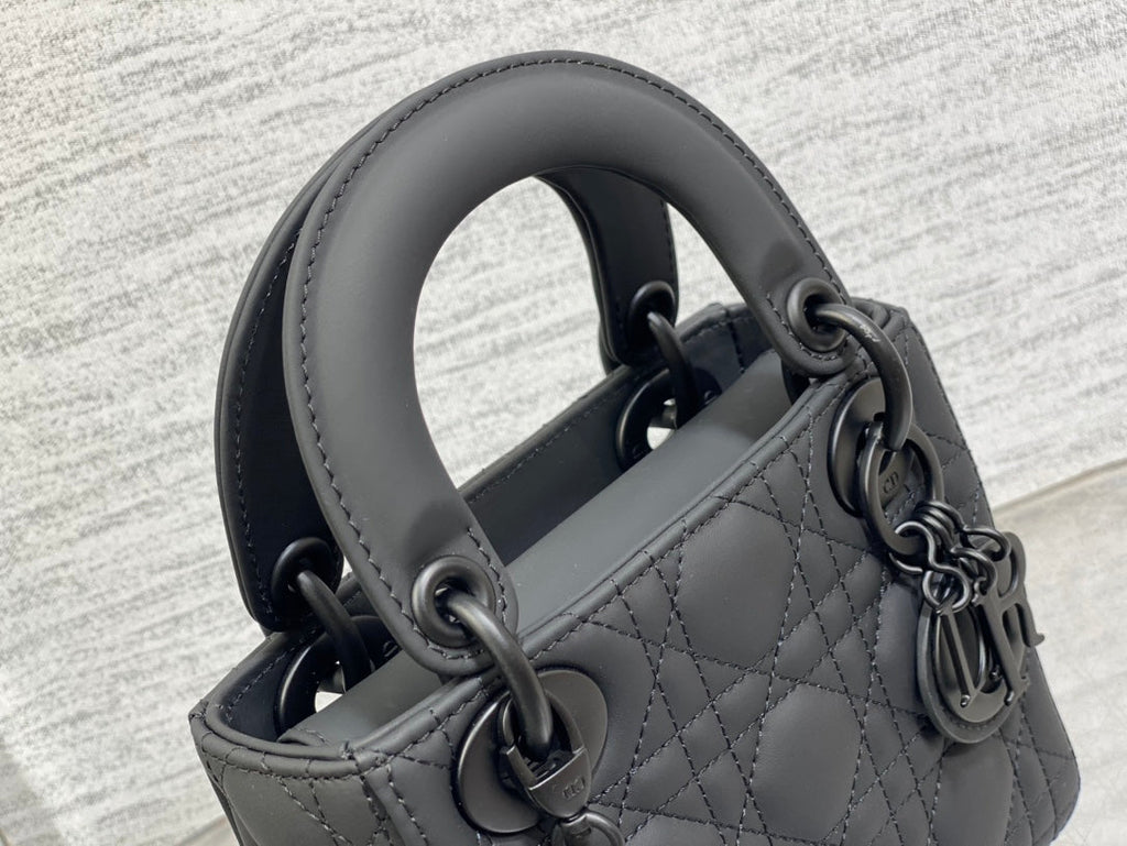 Mini Lady Dior Bag M0505 Black Ultramatte Cannage Calfskin - Default Title - View 3