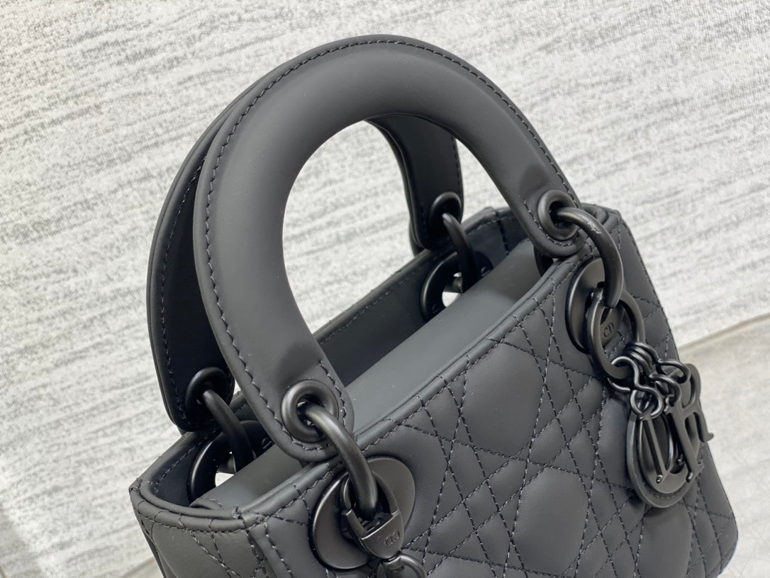 Mini Lady Dior Bag M0505 Black Ultramatte Cannage Calfskin - Default Title - View 3