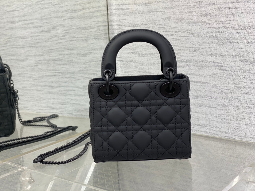 Mini Lady Dior Bag M0505 Black Ultramatte Cannage Calfskin - Default Title - View 6