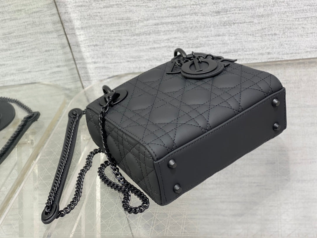 Mini Lady Dior Bag M0505 Black Ultramatte Cannage Calfskin - Default Title - View 8