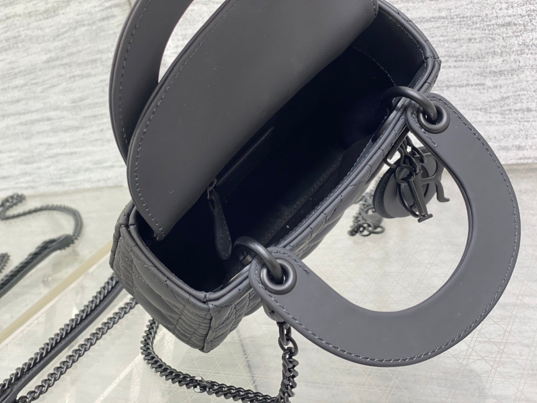 Mini Lady Dior Bag M0505 Black Ultramatte Cannage Calfskin - Default Title - View 9